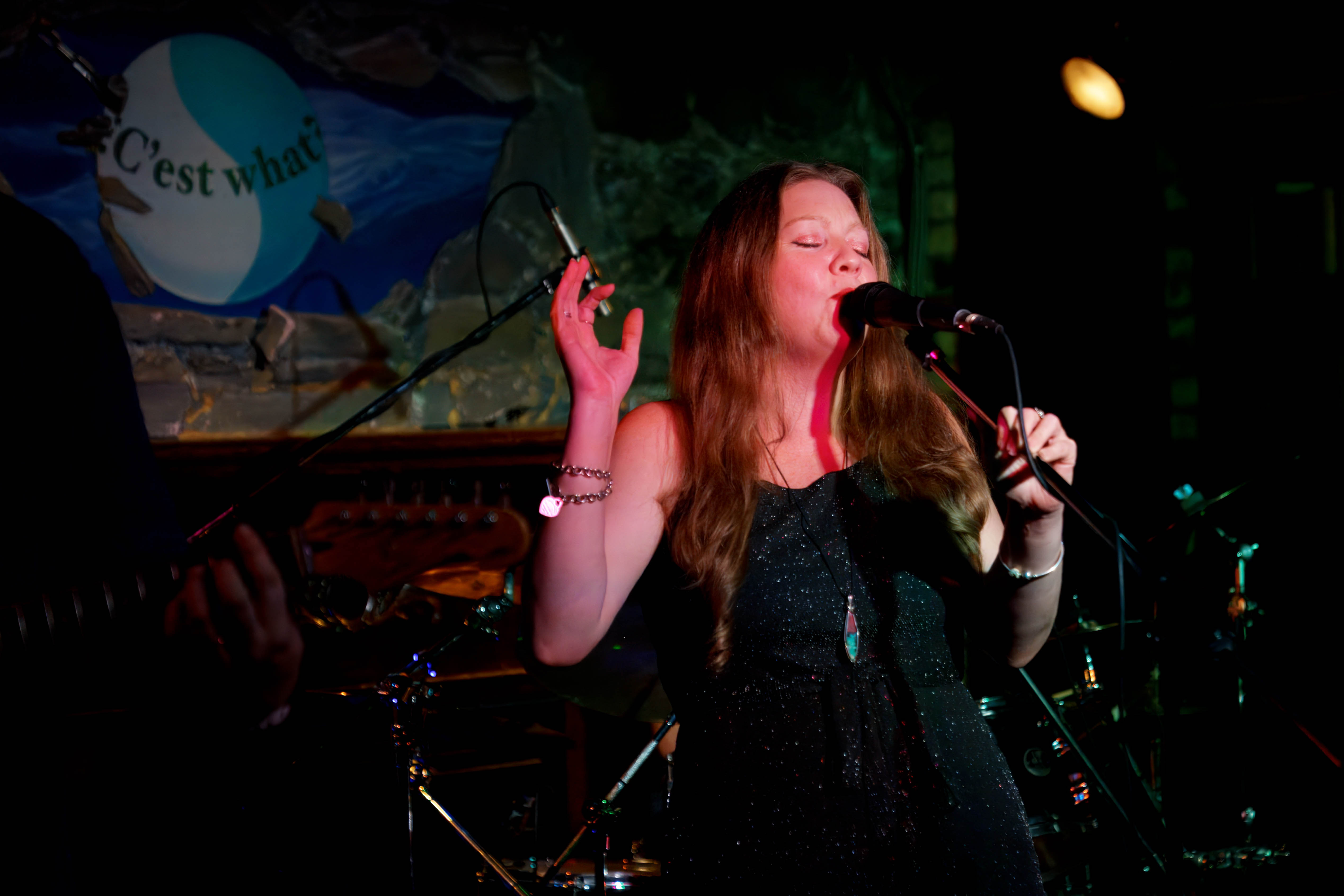 Angie performing on stage